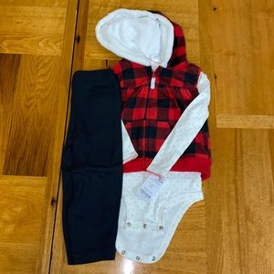 💜3 for $45 2T girls buffalo flannel with vest Outfit